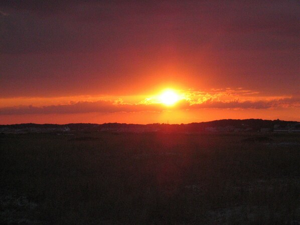 On the beach, sun loungers