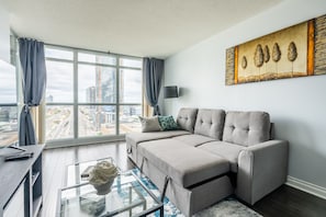 Design Apartment, Multiple Beds, Kitchen, City View | Living area | 43-inch flat-screen TV with cable channels, TV, Netflix - Yonge Street Downtown Toronto Condos (Toronto)