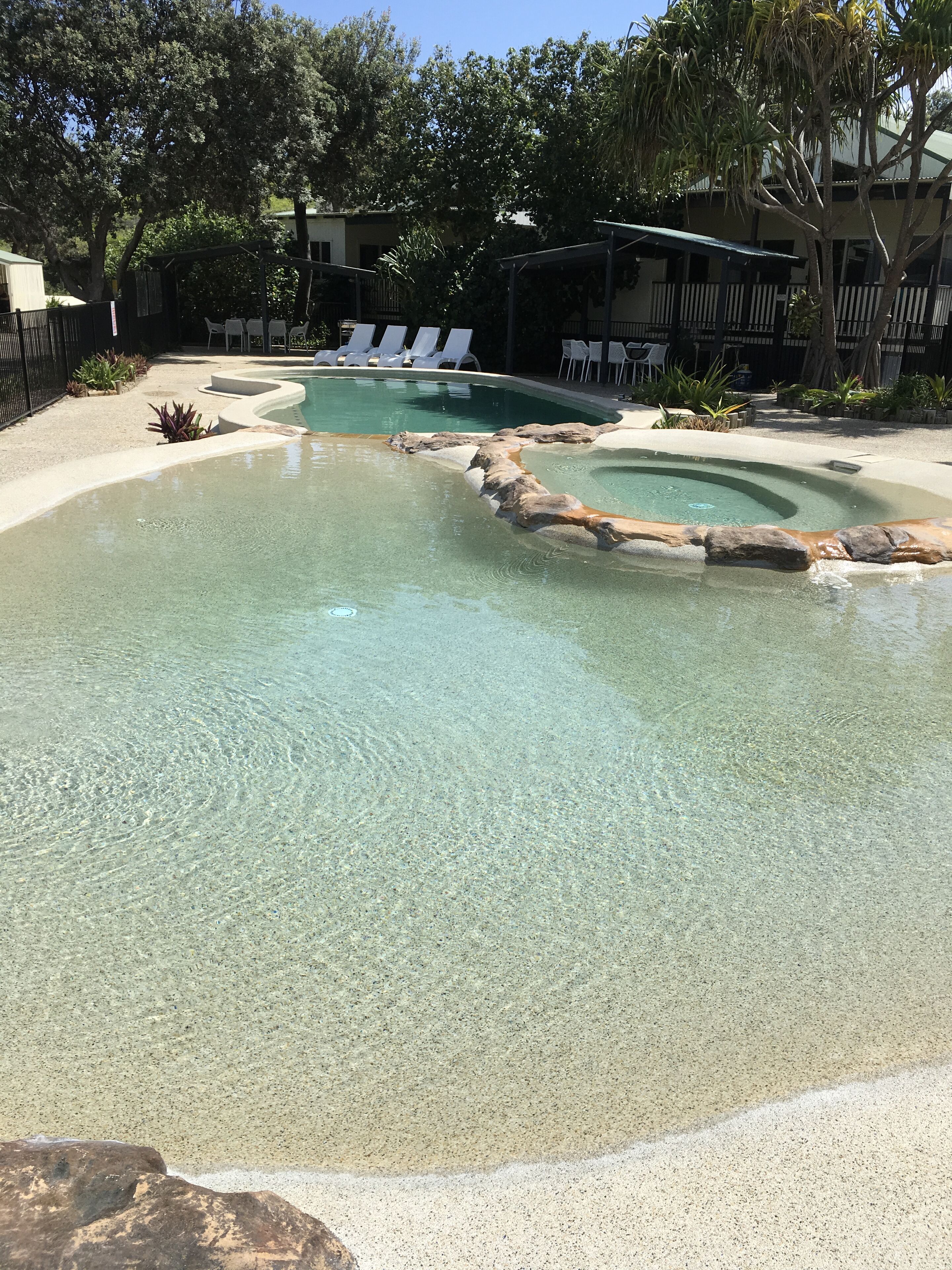 Complex swimming pool with BBQ areas