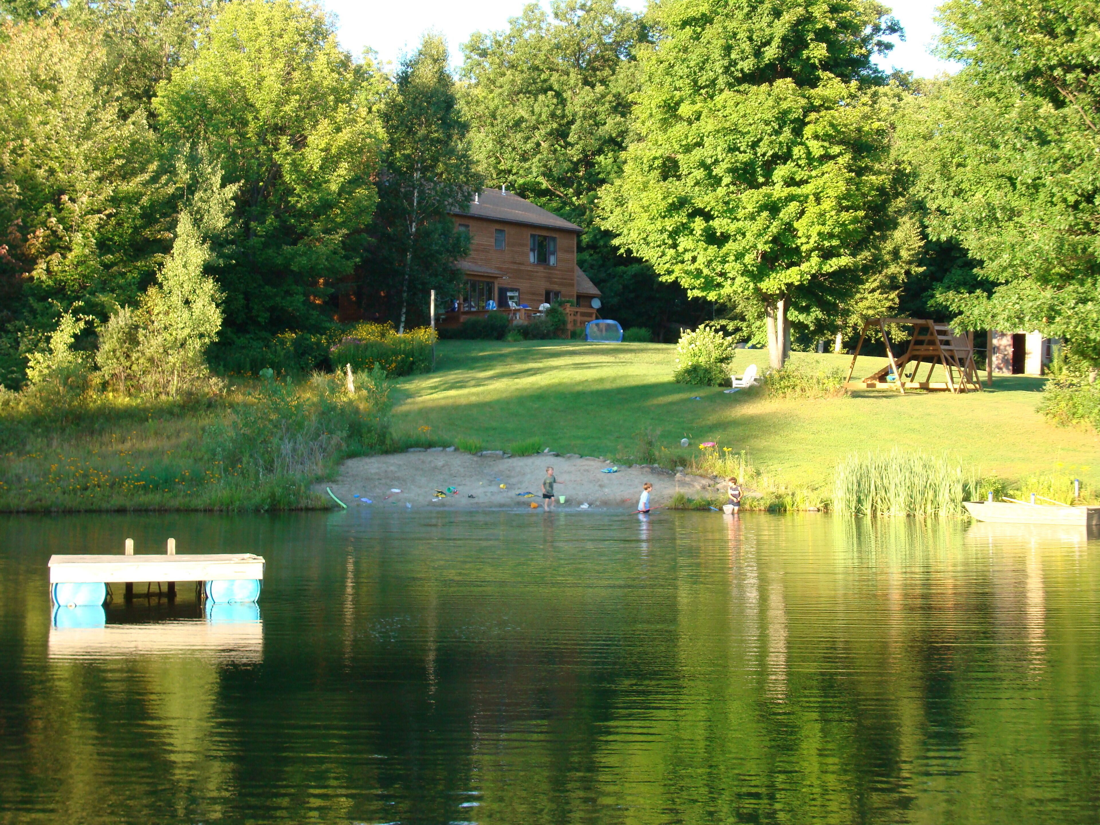 View of the house from the far side of the pond