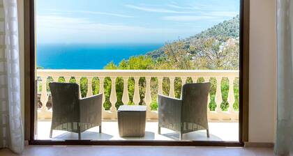 Luxury modern villa with spectacular views of sea and heated private pool