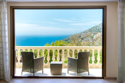 Luxury modern villa with spectacular views of sea and heated private pool