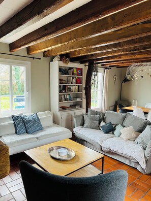 Televisión, chimenea, tenis de mesa y libros 