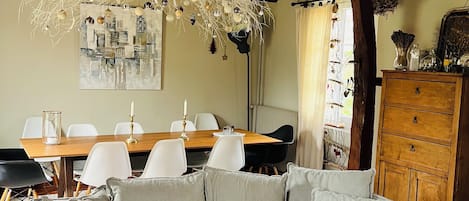 Televisio, takka, pöytätennispöytä, kirjoja