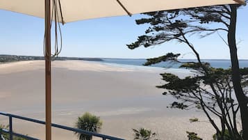 Plage, chaises longues, serviettes de plage