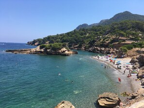 On the beach, beach towels