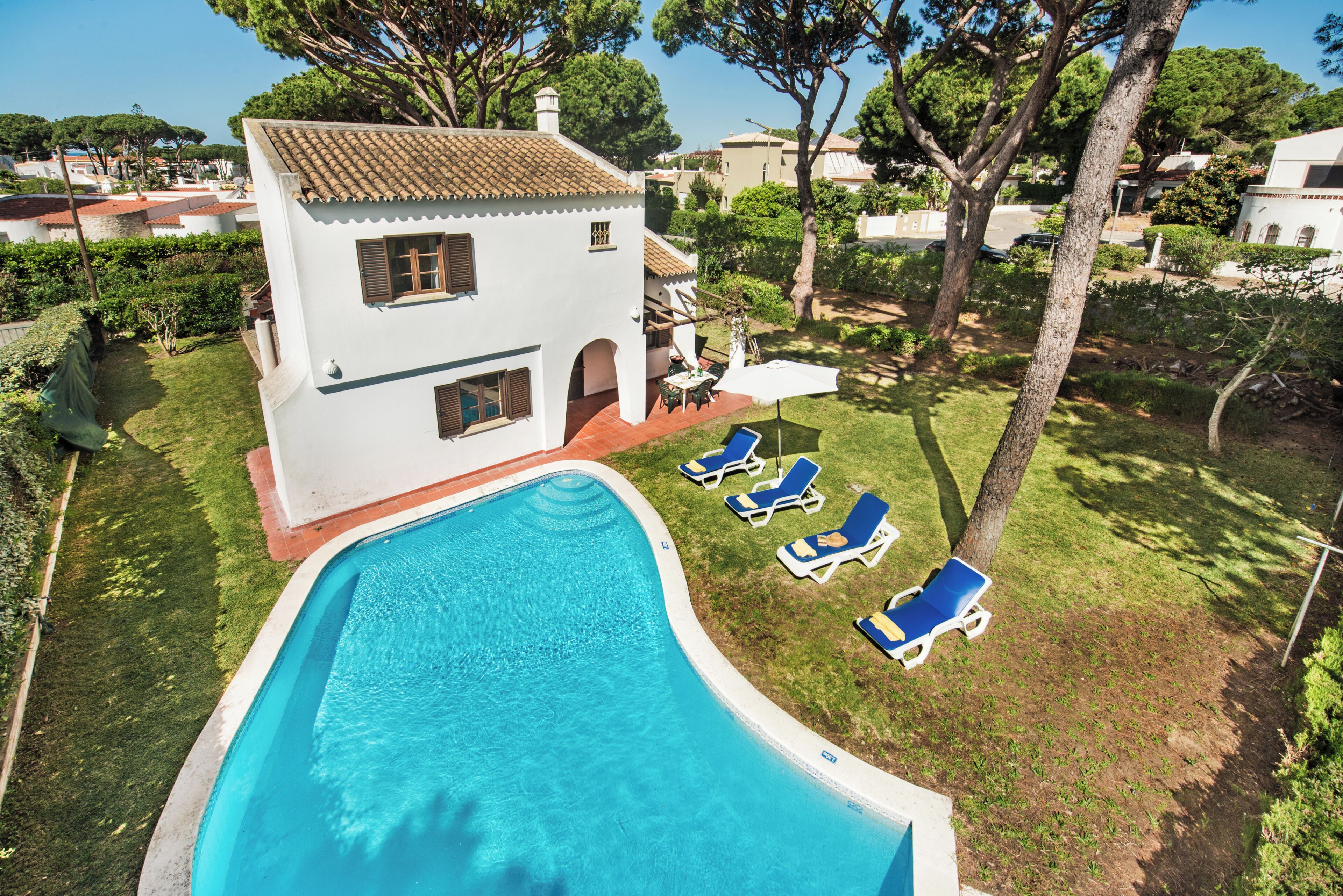 Outdoor pool, pool loungers