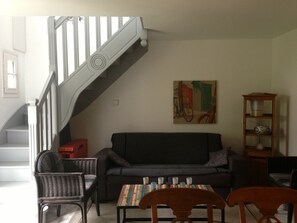 Télévision, lecteur de DVD, livres, vidéothèque