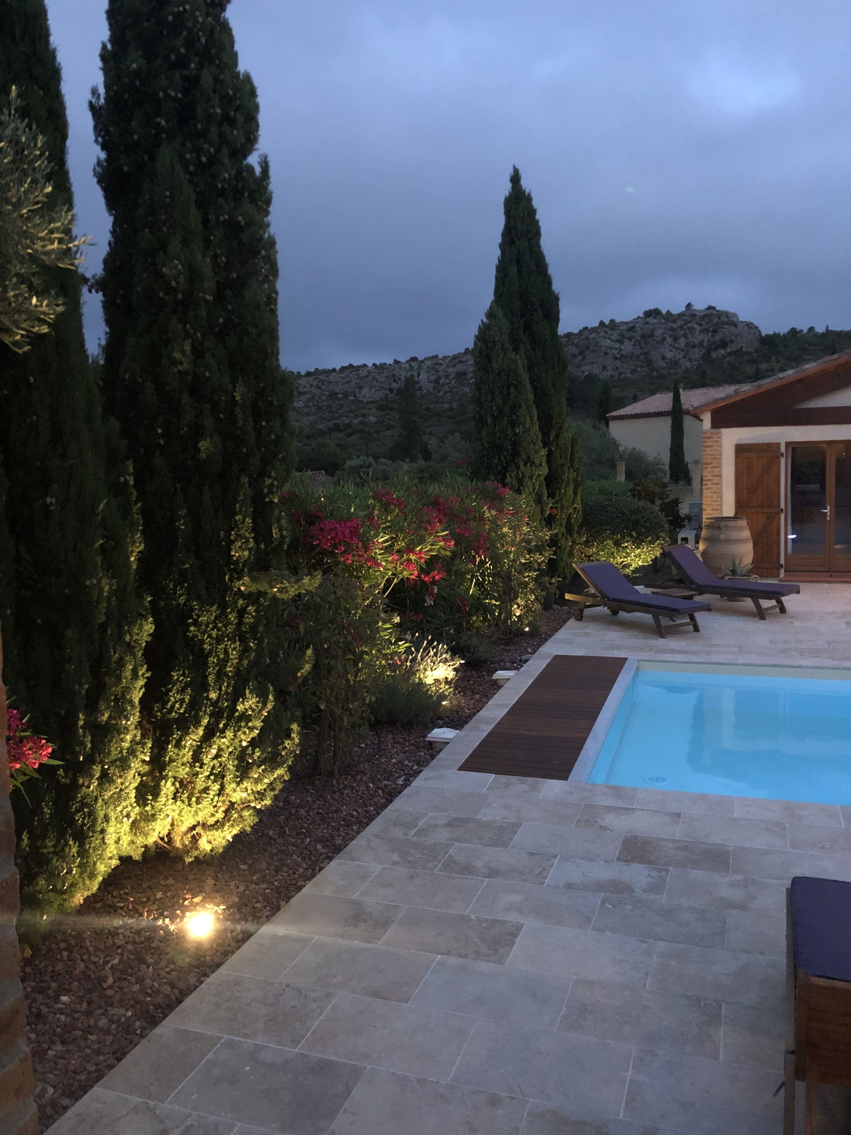 Piscina a l'aire lliure i gandules 