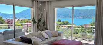 Lake Annecy magnificent new villa standing in front of the lake with stunning vi