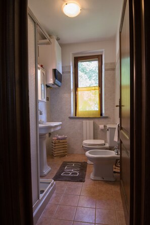 Dusche, Haartrockner, Bidet, Handtücher
