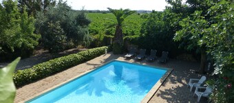 Gite med privat pool og udsigt over vingården på Canal du Midi