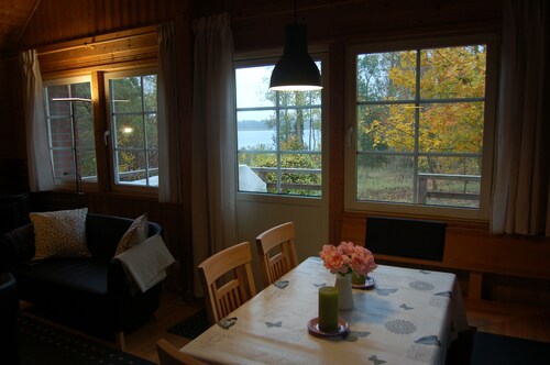Sweden house in a quiet location directly on the lake with its own beach and jetty