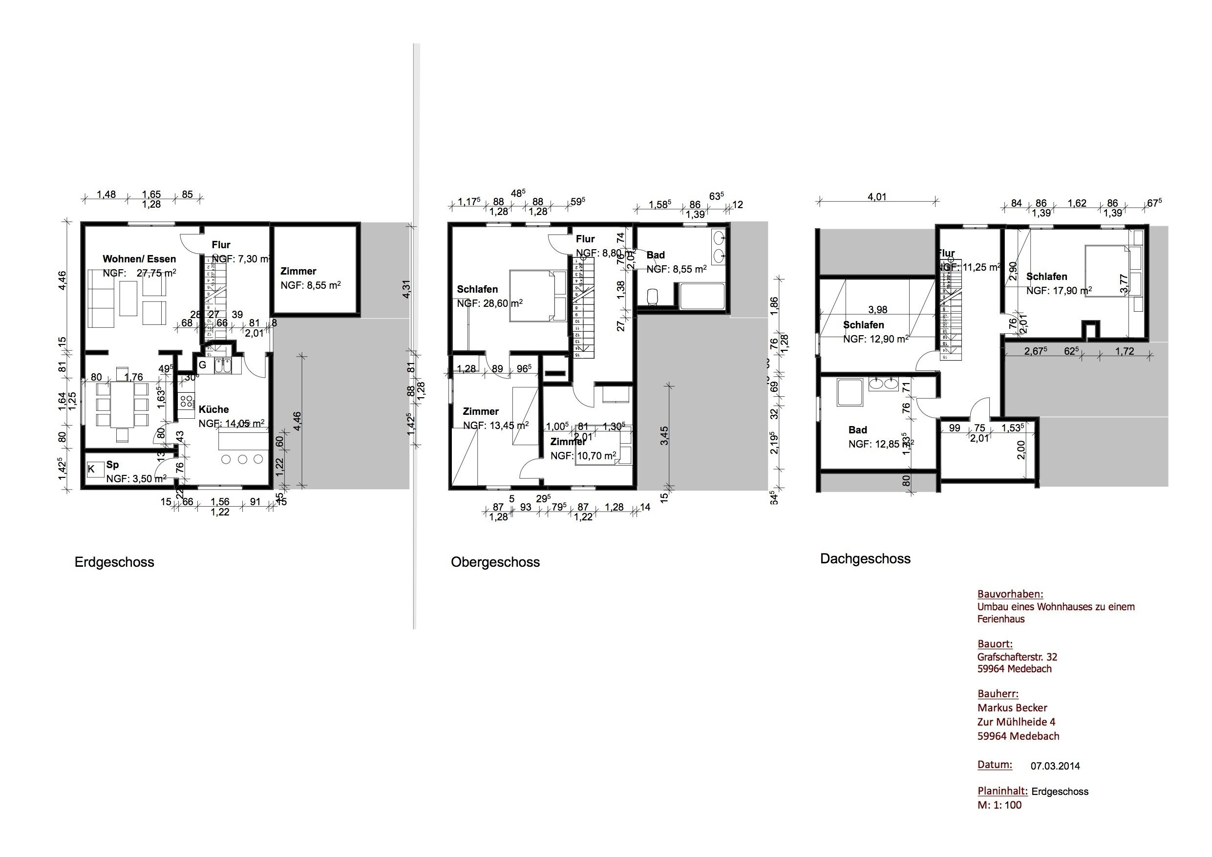 Floor plans of a building with labeled rooms and dimensions.