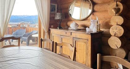 CHALET EN LOGS ANGLES 6–9 HENKILÖSTÄ 4 TÄTÄ TÄYSÄ NÄKYMÄ MATERALE