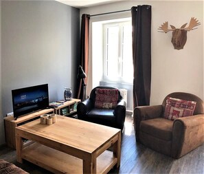 Télévision, lecteur de DVD, livres, vidéothèque