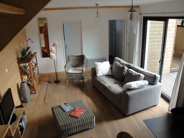 Télévision, lecteur de DVD, livres, chaîne hi-fi