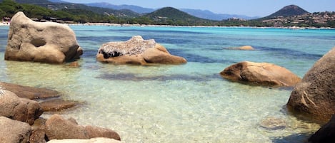 On the beach, beach towels