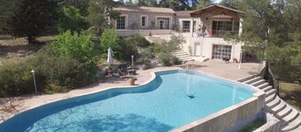 Air-conditioned character house on 6 fenced acres, heated swimming pool