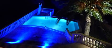 An infinity pool, a heated pool