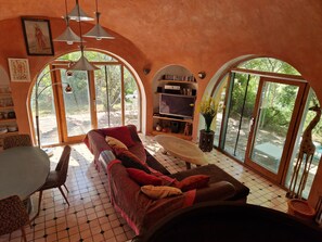 Télévision, cheminée, livres, médiathÚque