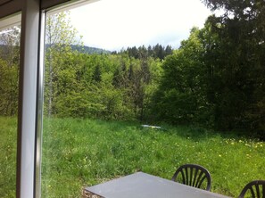 Outdoor dining - Duplex 6-8 people of 95 m2 in the heart of Haut Jura (39). (Bellefontaine)