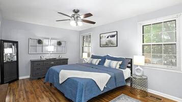 3 habitaciones, tabla de planchar con plancha, cuna de viaje y wifi