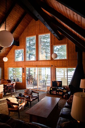 TV, fireplace, DVD player, books