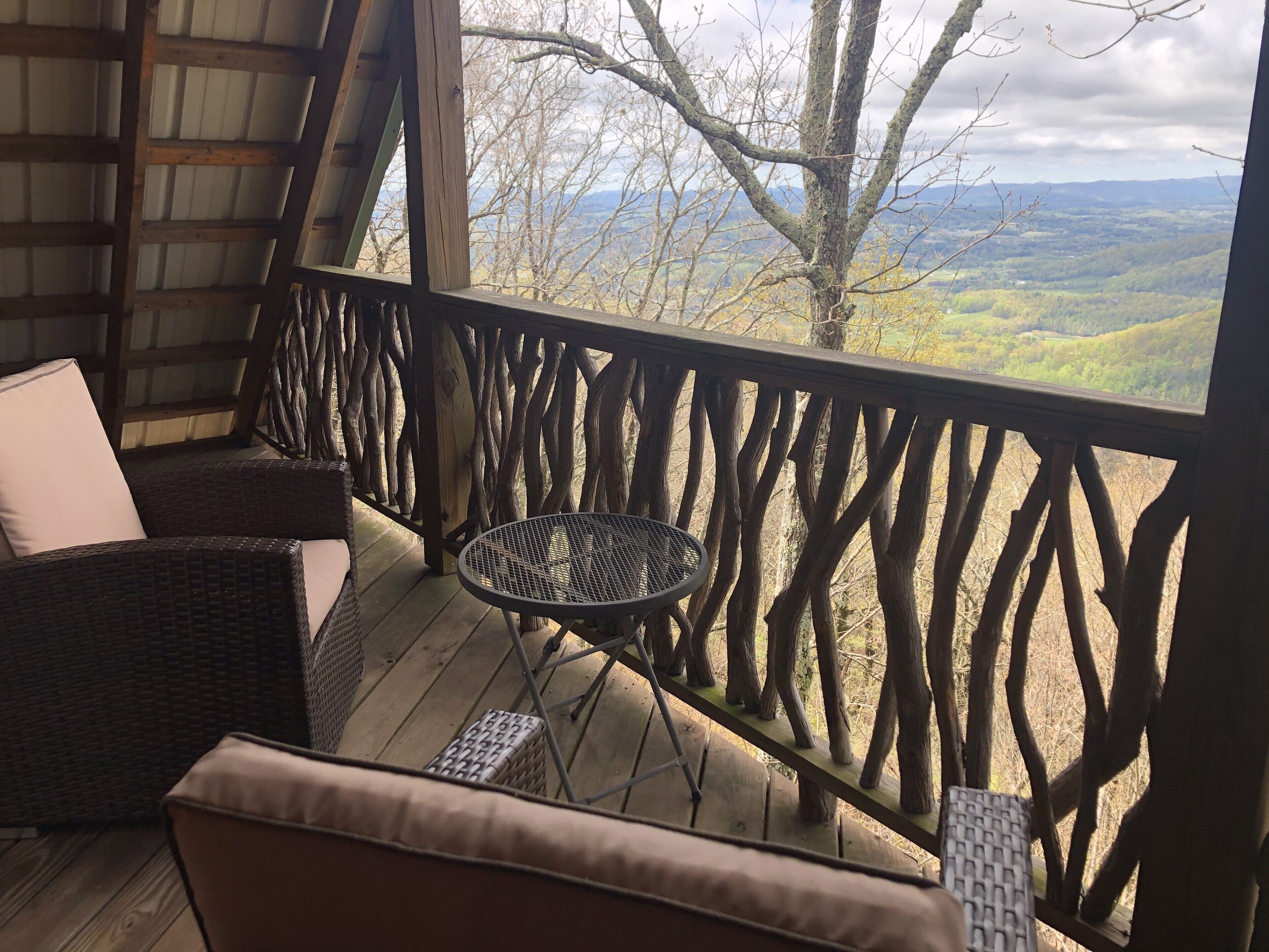 Private upstairs balcony off the master bedroom. Great place for coffee!