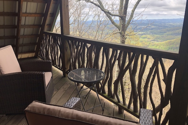 Private upstairs balcony off the master bedroom. Great place for coffee!