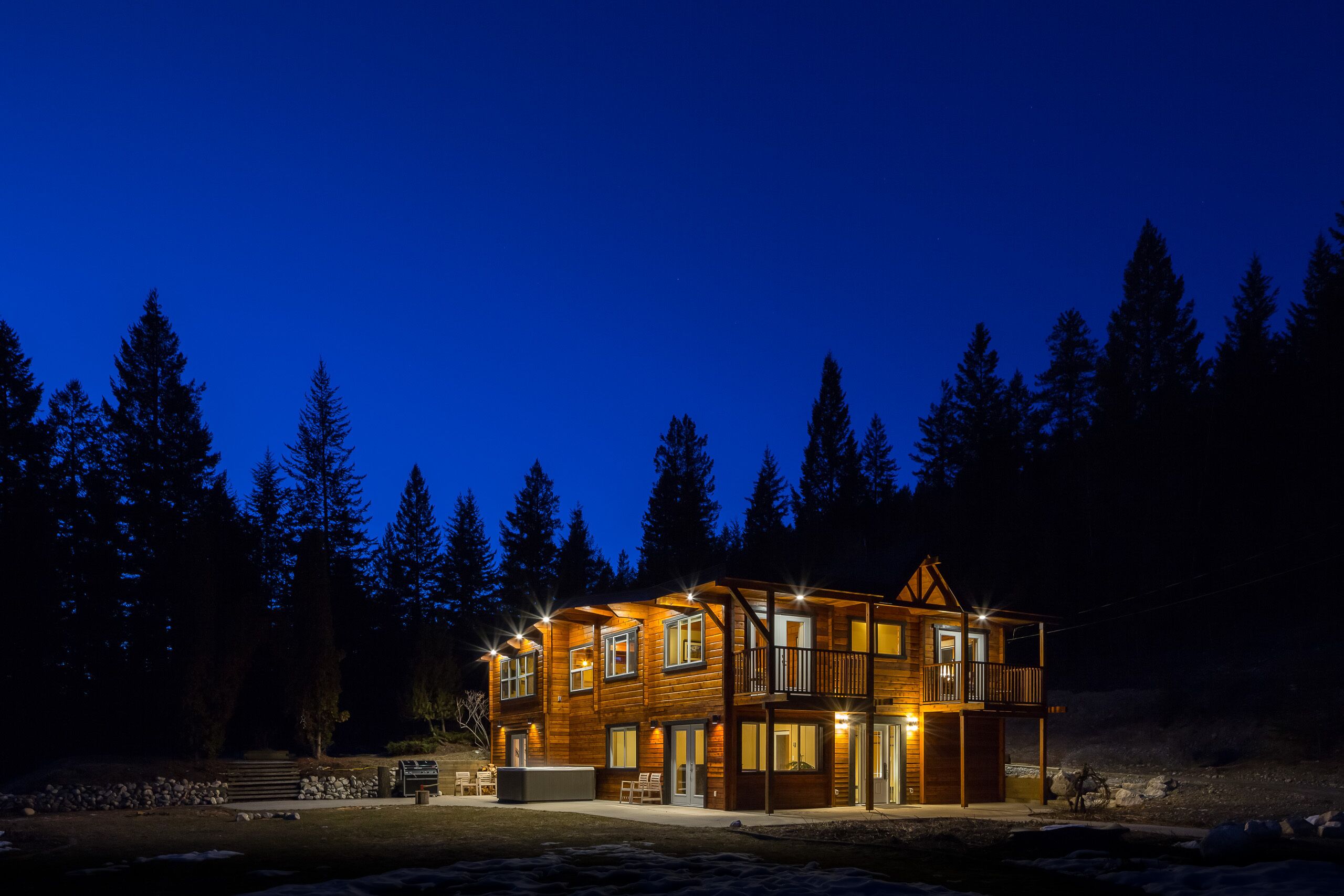 The Lodge at dusk. Enjoy the end of a perfect day with peace and quiet.