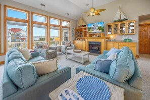 TV, DVD player, books - Soundside Home with Private Pool, Hot Tub, Game Room, Home Theaters, Tiki Bar (Avon)