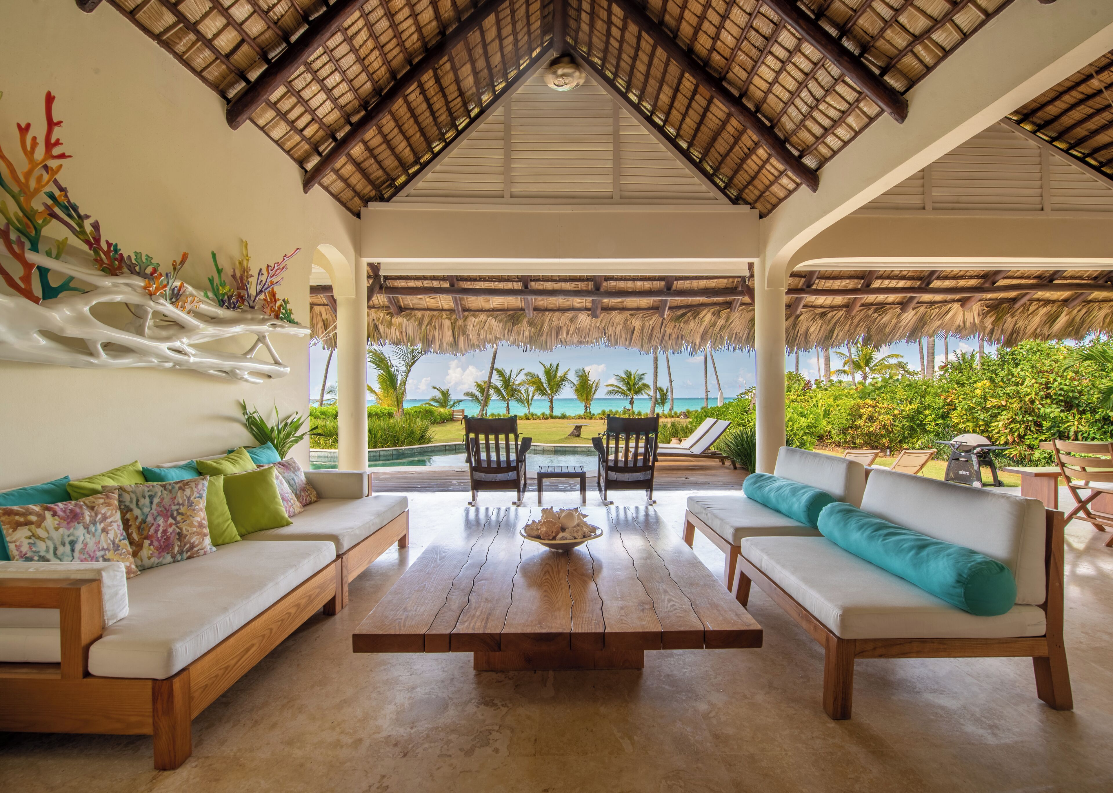 Exterior living room with ocean view