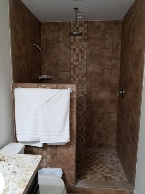 Dusche, Haartrockner, Handtücher