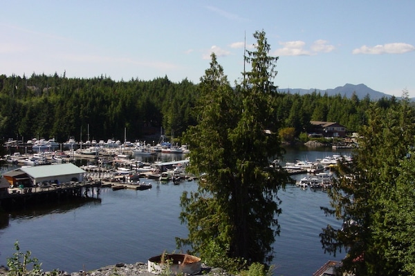 Knudson Cove Retreat overlooks Knudson Cove Marina and Clover Passage.