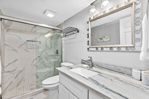 Shower, hair dryer, towels - Experience comfort at SeaRenity - Condo 401, a 2BR retreat in South Padre Island. (South Padre Island)