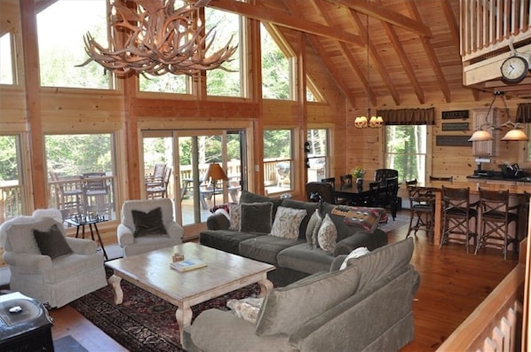 Smart TV, fireplace, DVD player, books