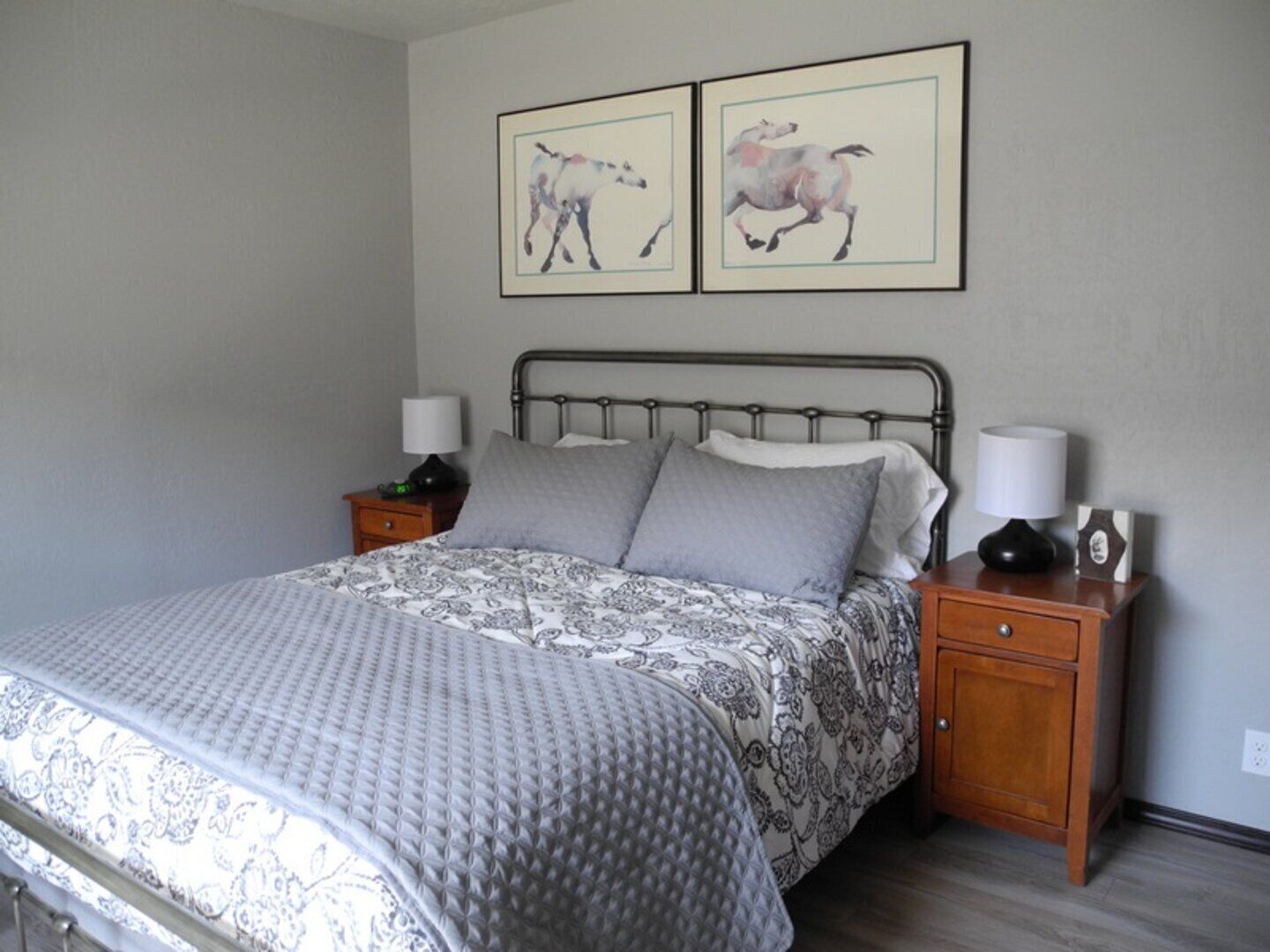 2 bedrooms, memory foam beds, iron/ironing board, WiFi