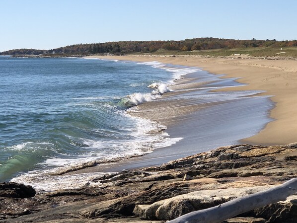 On the beach, sun loungers, beach towels - Spectacular waterfront home with panoramic views on 4 private acres ! (Harpswell)