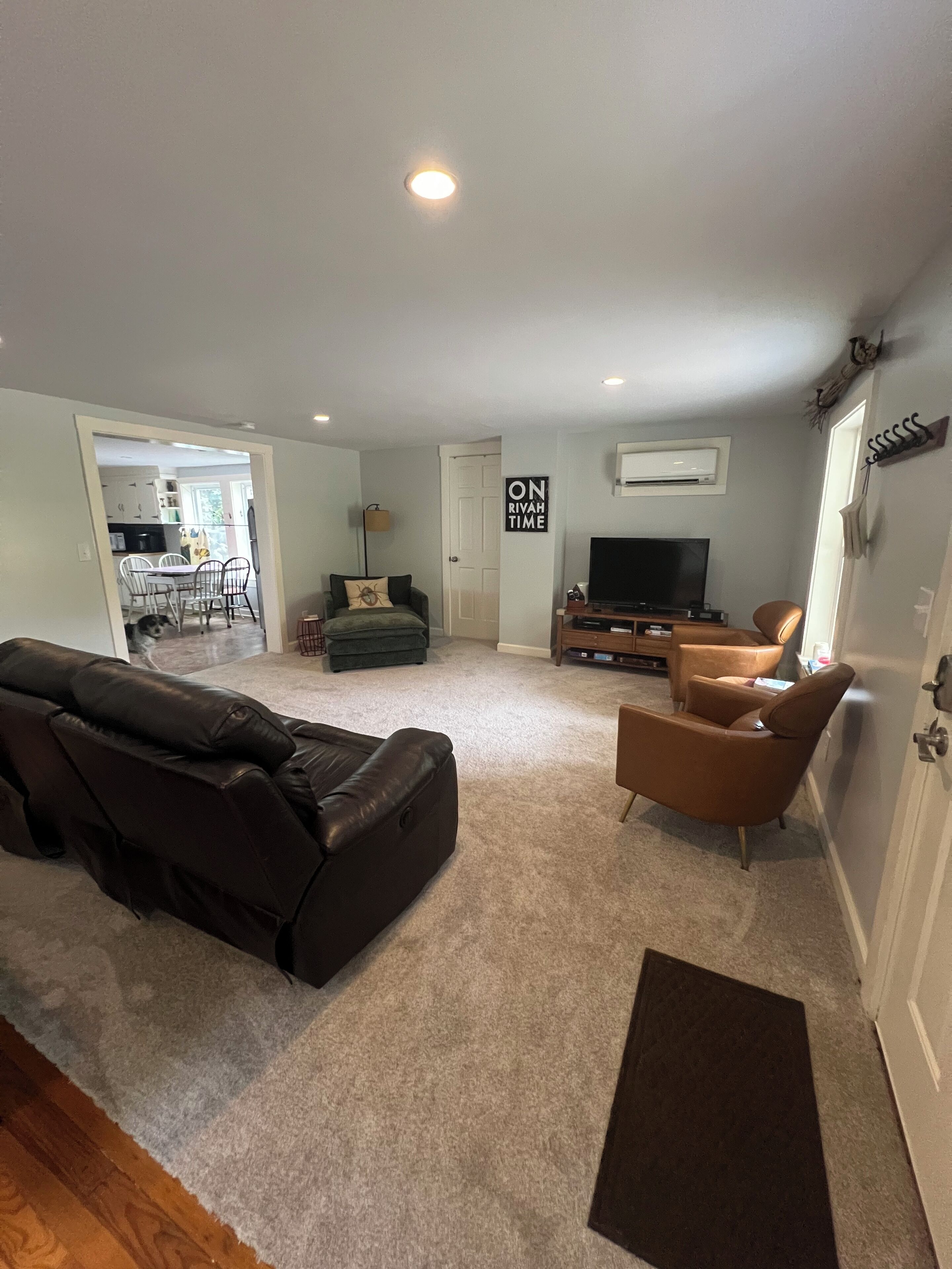 TV, fireplace, DVD player, books