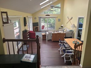 Smart TV, DVD player, books, video library