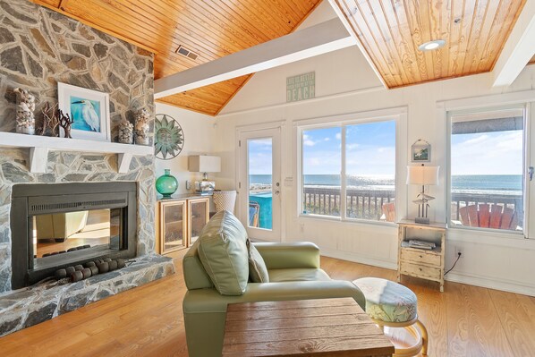 Flat-screen TV, DVD player, books