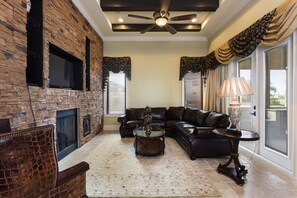 Smart TV, fireplace, video games, offices