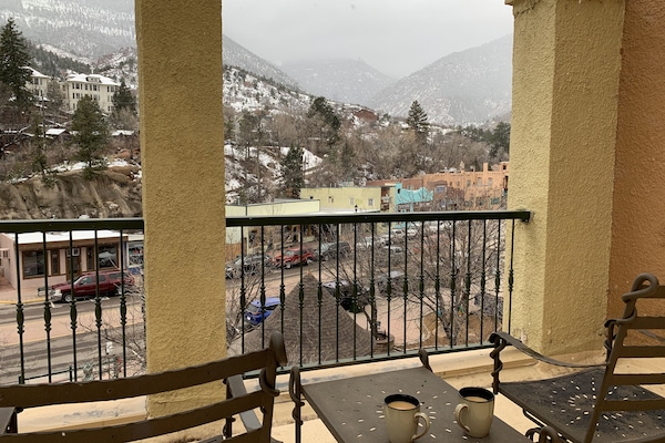 One of many seating areas on rooftop terrace.