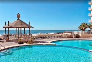 Indoor pool, outdoor pool - NEWLY Renovated with HUGE Balcony overlooking Gulf, Indoor Pool, & Spa. (Orange Beach)