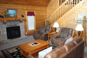Smart TV, fireplace, DVD player, foosball