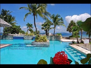 Pool - "THREE PALMS"~ Directly ON beach, remodeled, private patio, pool, quiet & clean (St. Thomas)