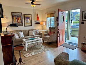 Smart TV, fireplace, video games, DVD player