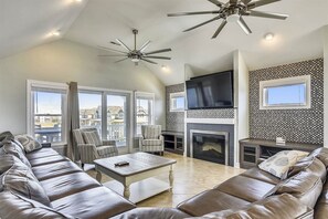 TV, fireplace, video games, DVD player