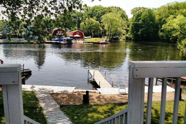 Waterfront view to dock from deck, Coloma, Mi.